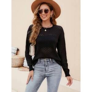 NEW MISS SPARKLING paula open knit sweater in black